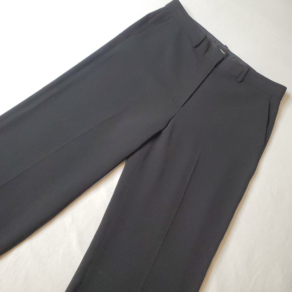 Theory Women's Size 10 Admiral Crepe Wide Leg Trouser Black